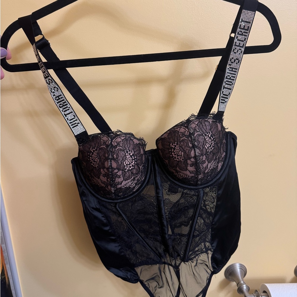 Victoria's Secret Black Lace Corset Bra